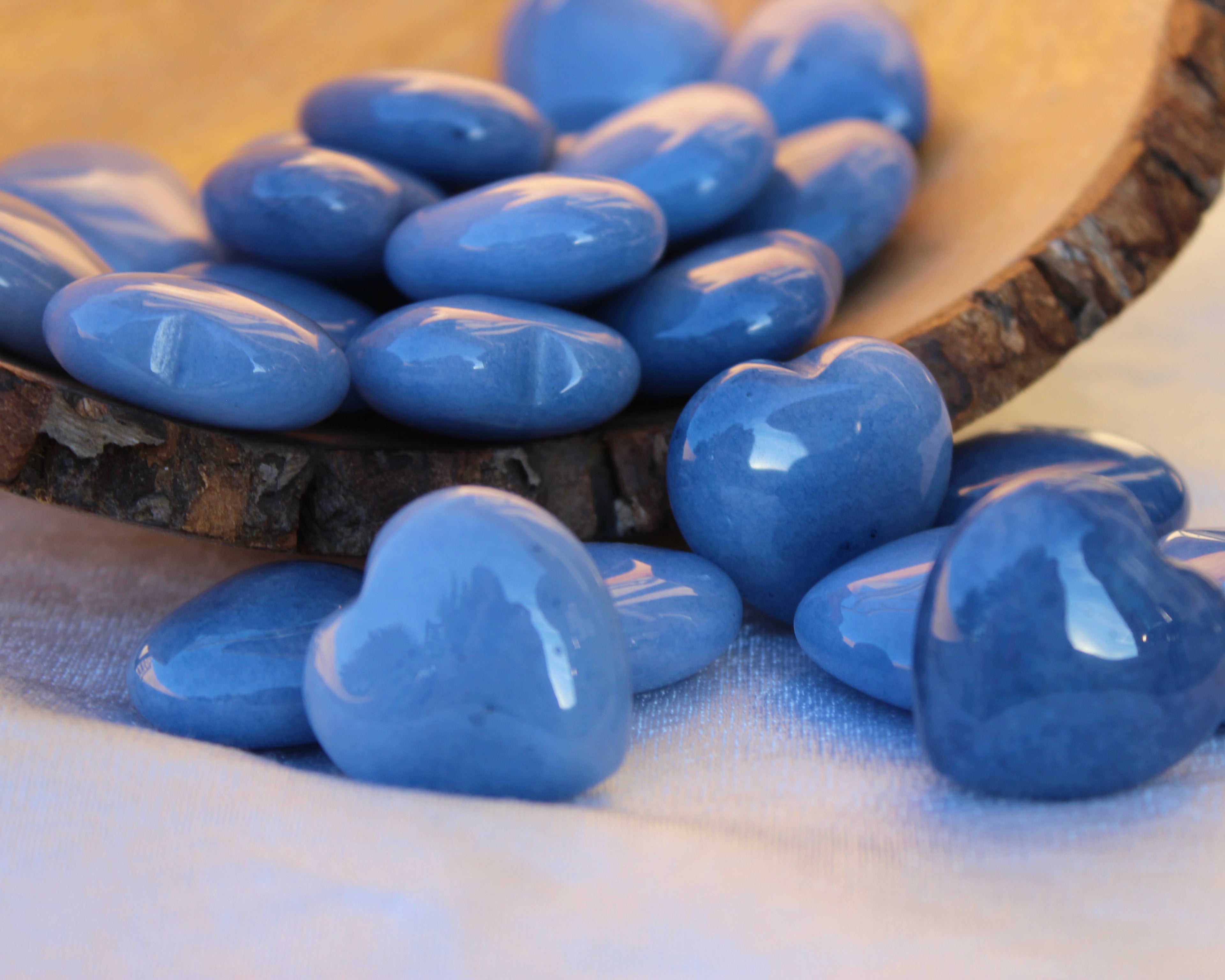 Angelite hearts, real angelite, tumbled crystals, Crystal Shop, Online Crystals Shop DeadNova, TikTok Crystals Shop, benefits of angelite