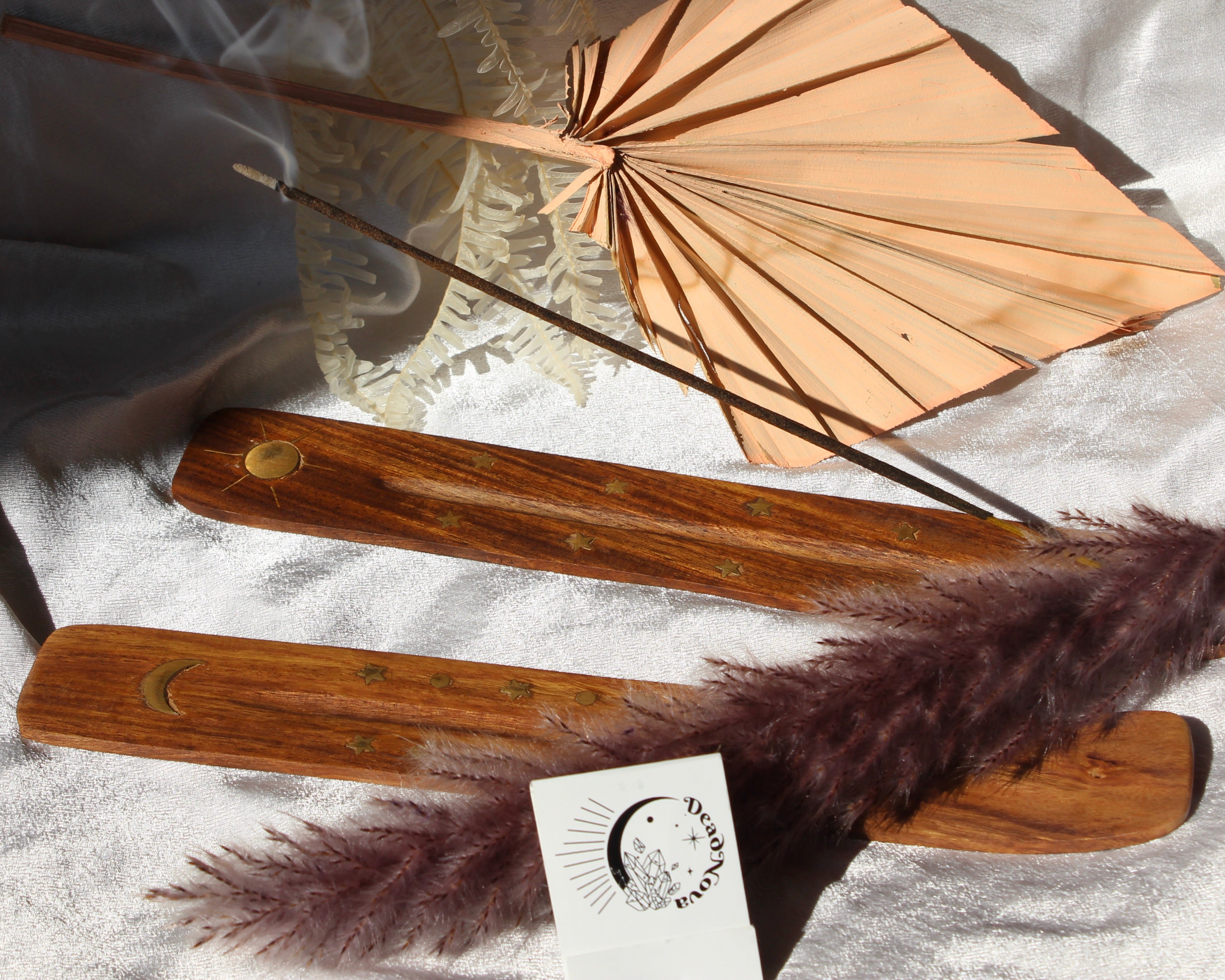 Wood Sun and Moon Incense Holder - Wood Incense Catcher