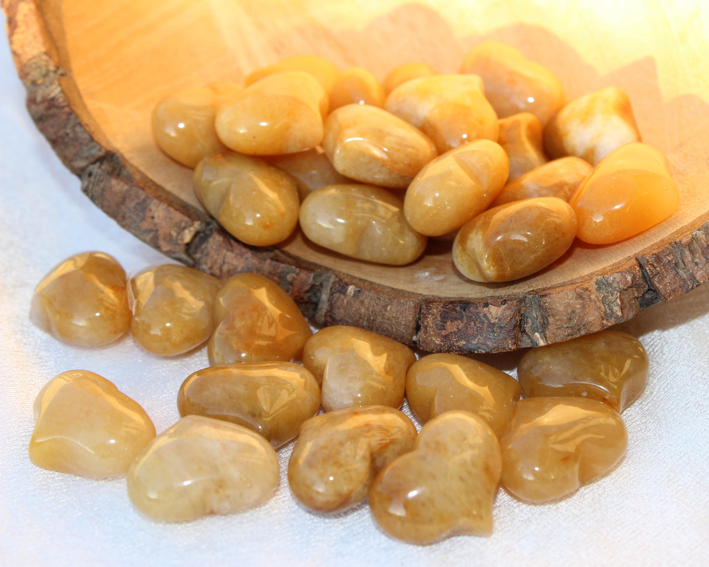 yellow aventurine hearts, real yellow aventurine