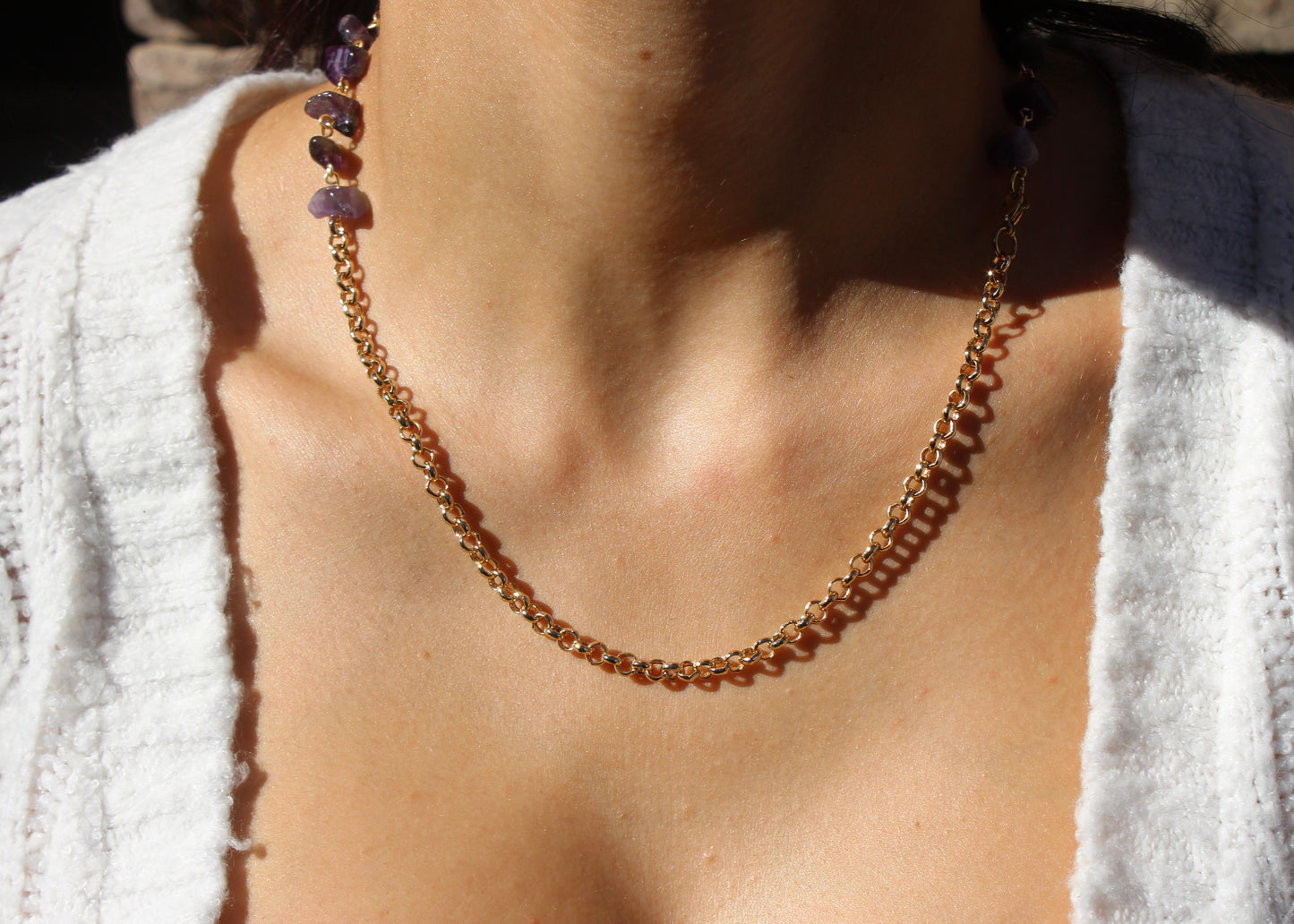 Amethyst Gold chain necklace