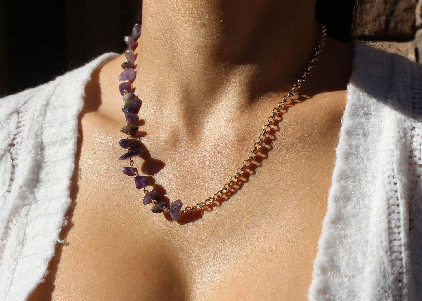 Amethyst Gold chain necklace