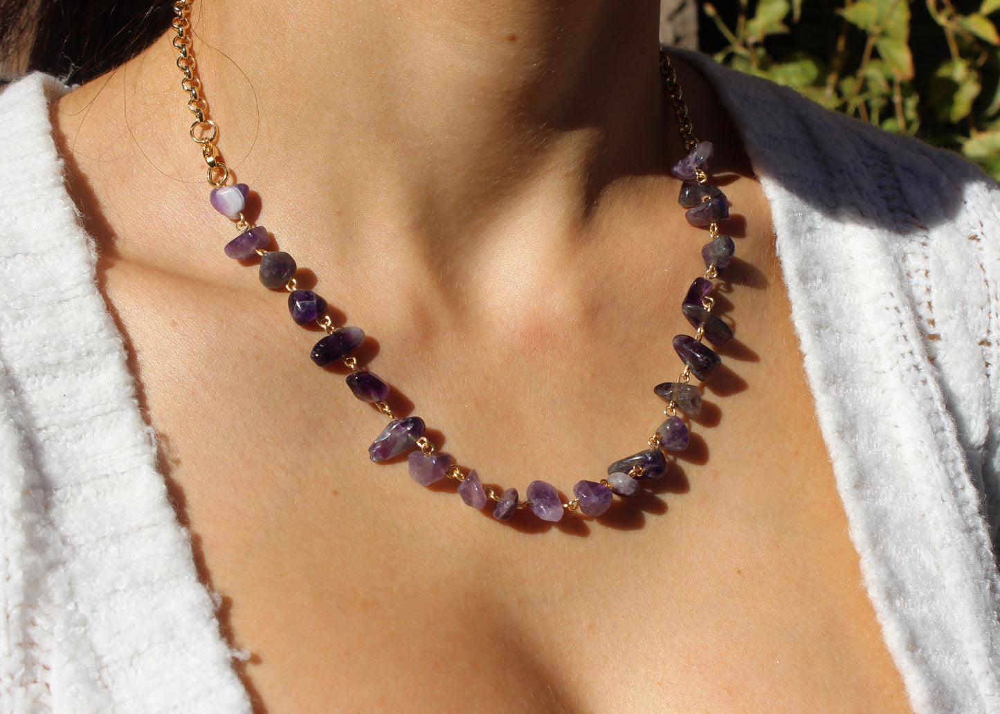 Amethyst Gold chain necklace