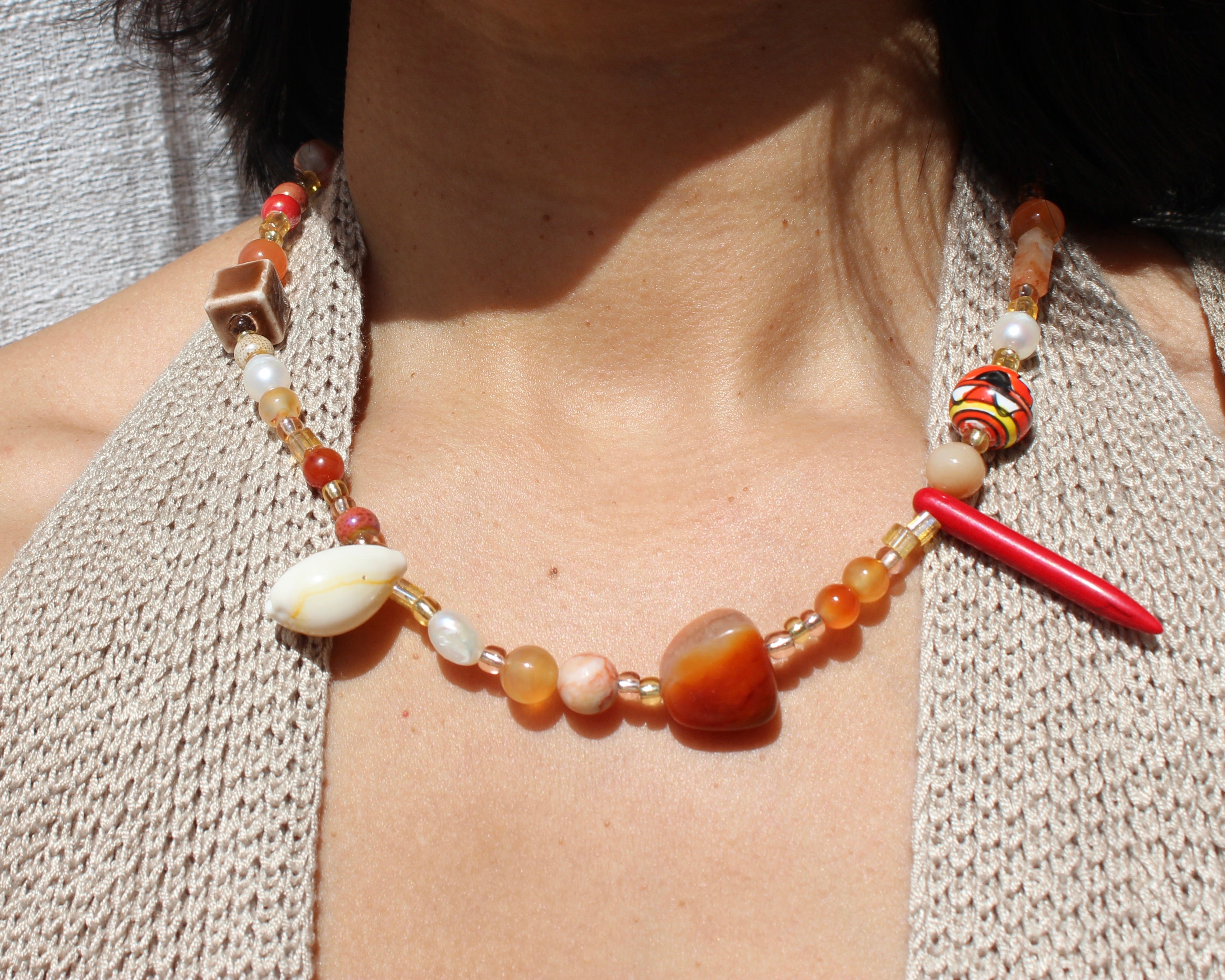 Carnelian Mixed Crystal Necklace