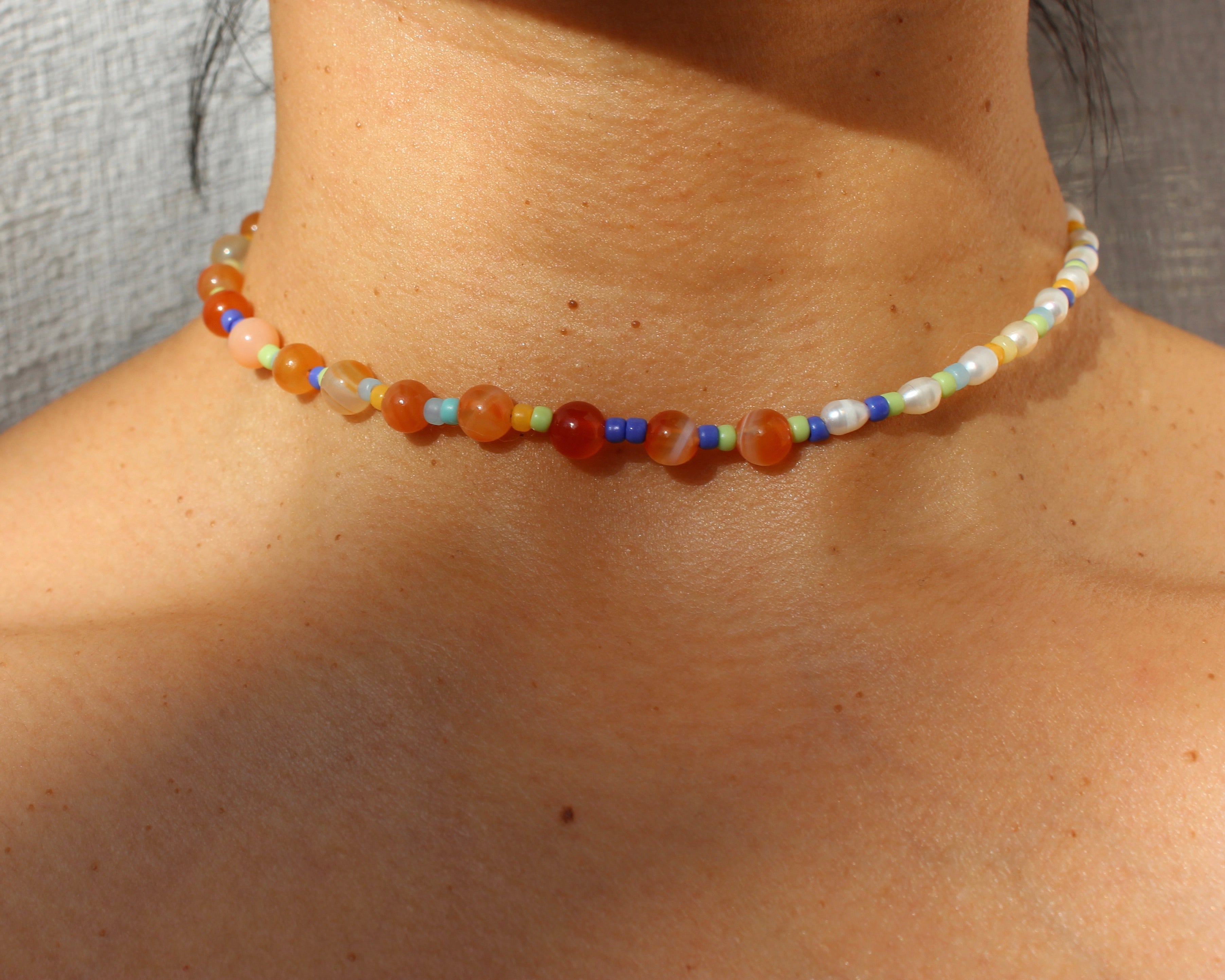 Carnelian Pearl Necklace