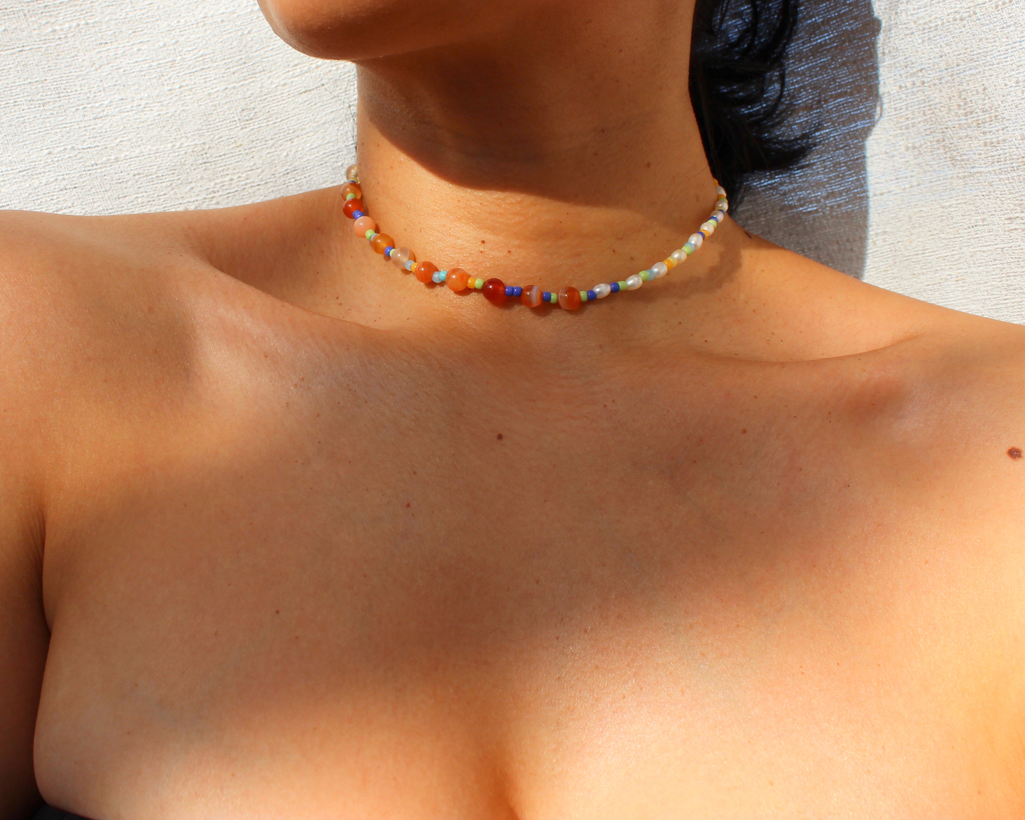 Carnelian Pearl Necklace