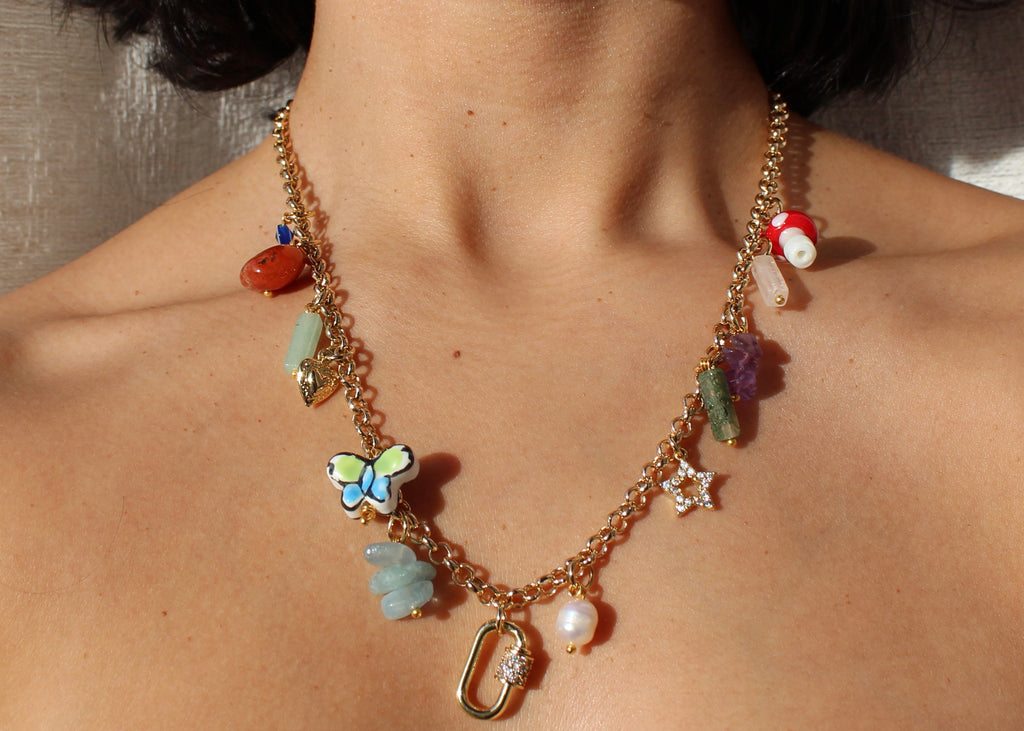 Crystal and Charm Necklace