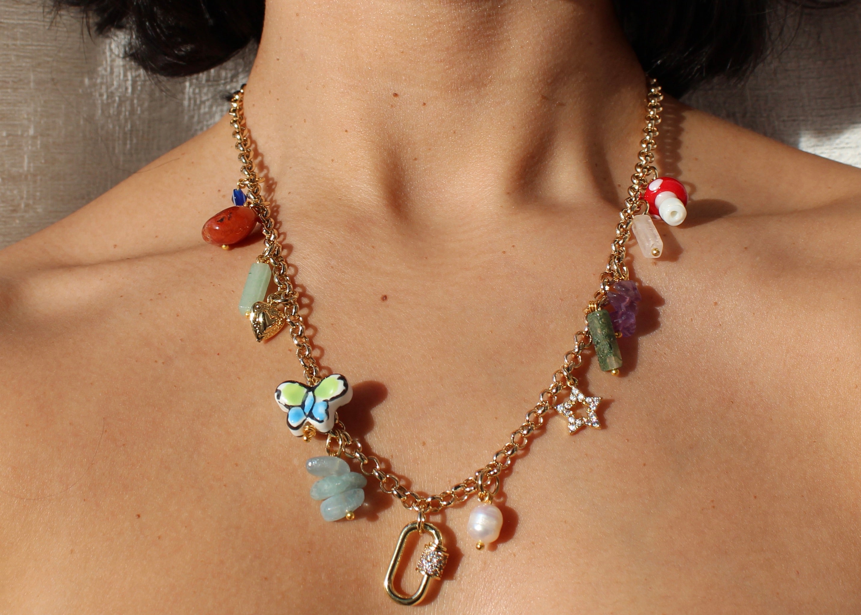 Crystal and Charm Necklace