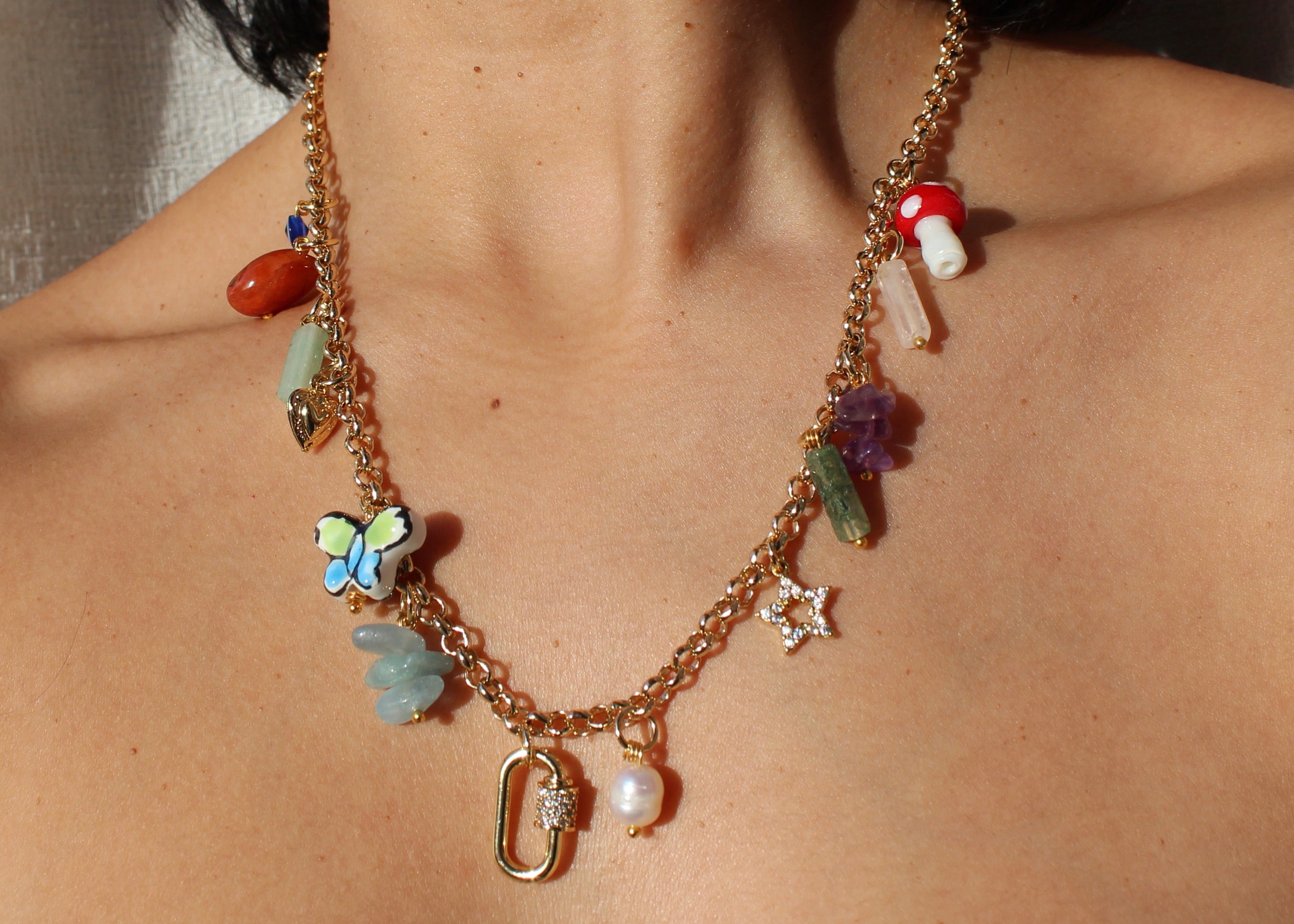 Crystal and Charm Necklace