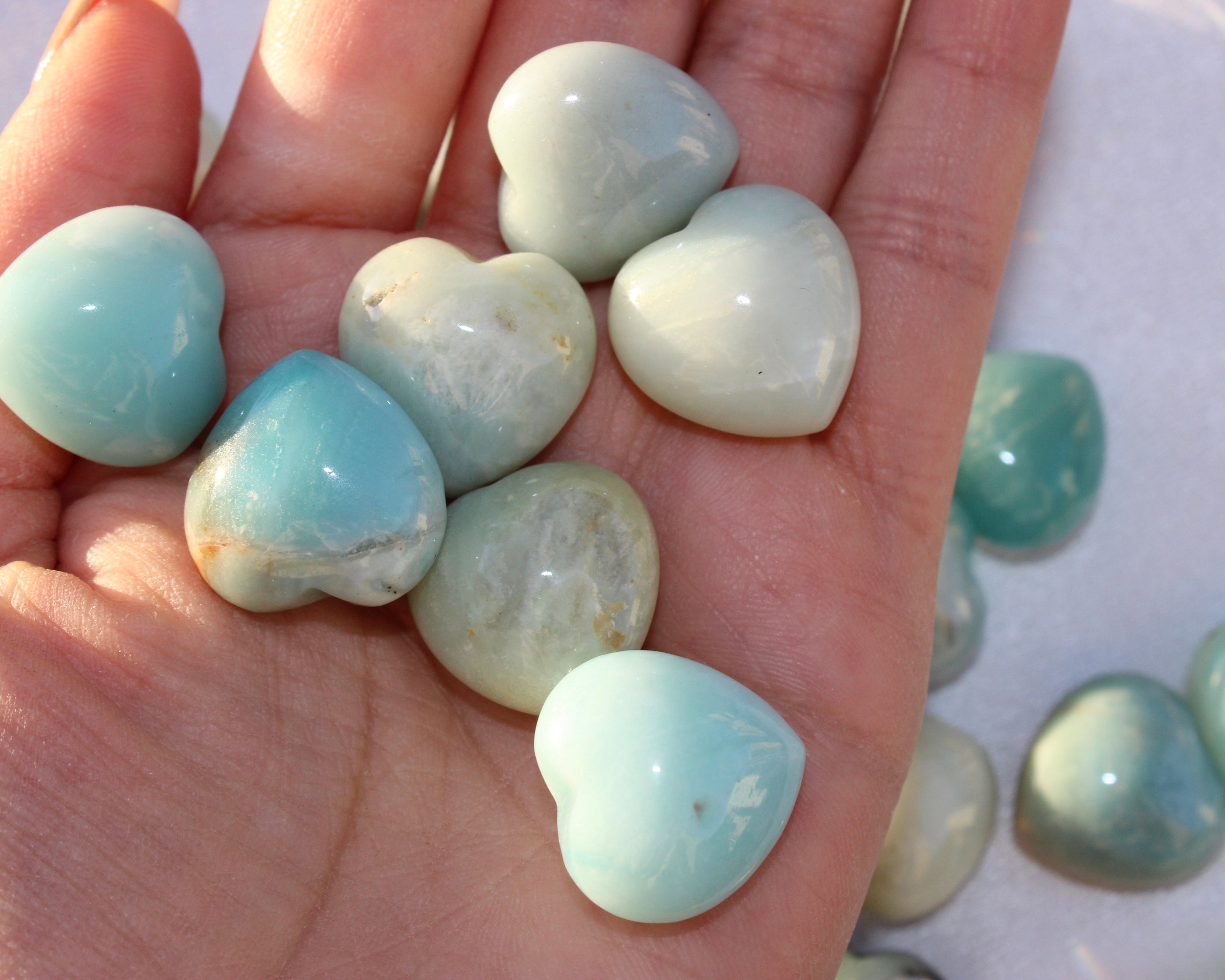 Flower Amazonite Hearts