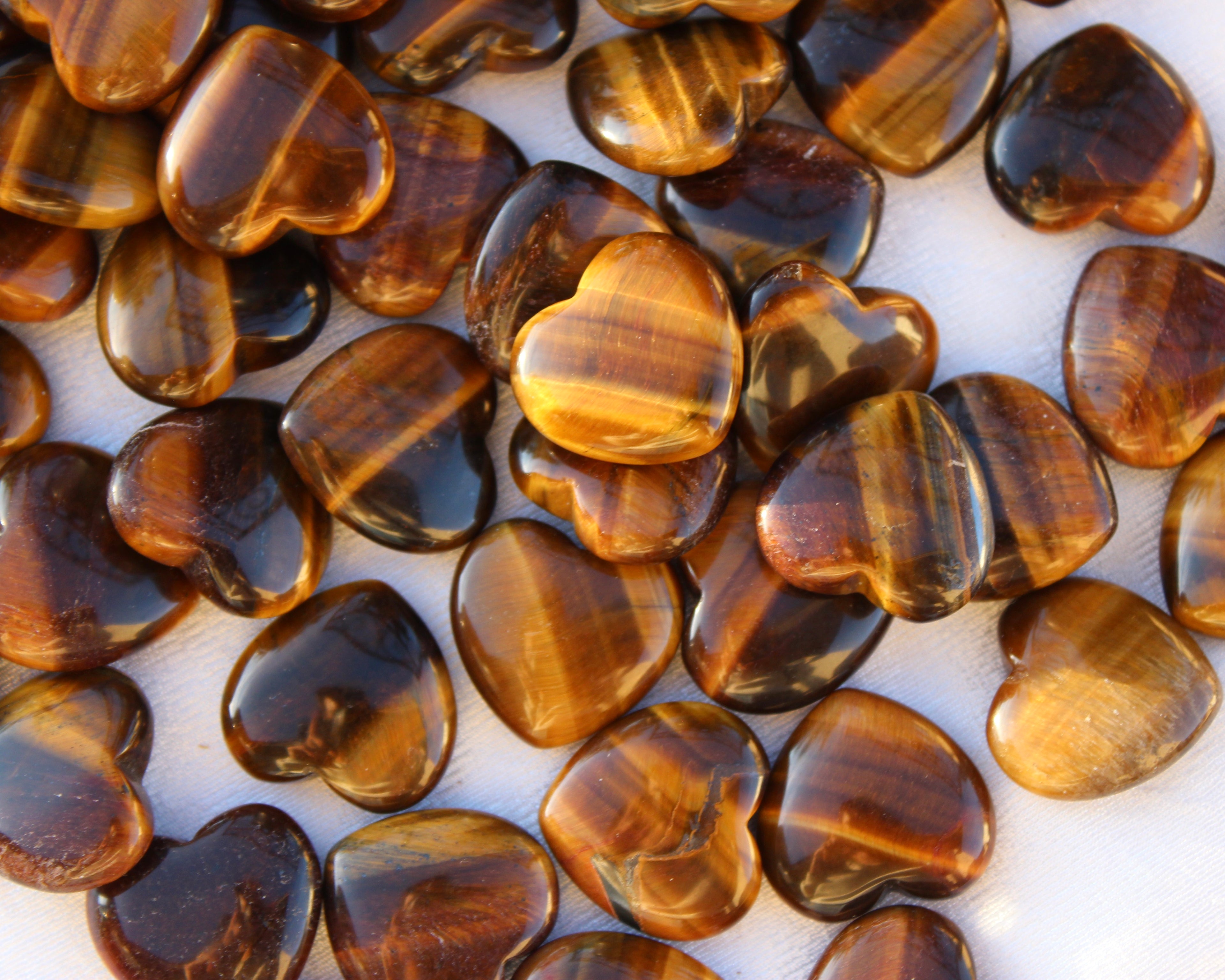 tumbled stone, crystal heart, gold tigers eye 