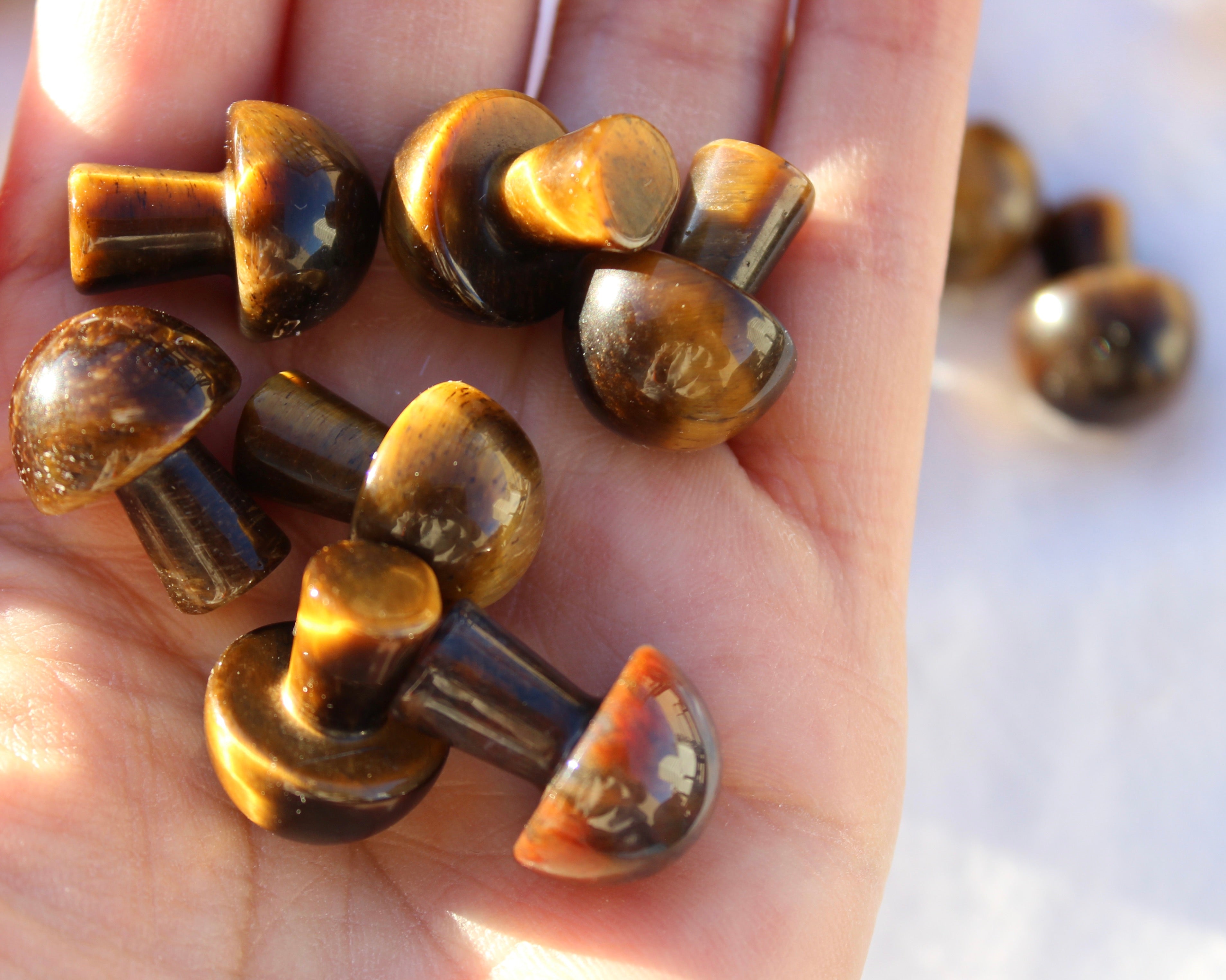Gold Tigers Eye Mushrooms, Gold Tigers eye, Crystal Mushrooms, Crystal Shop