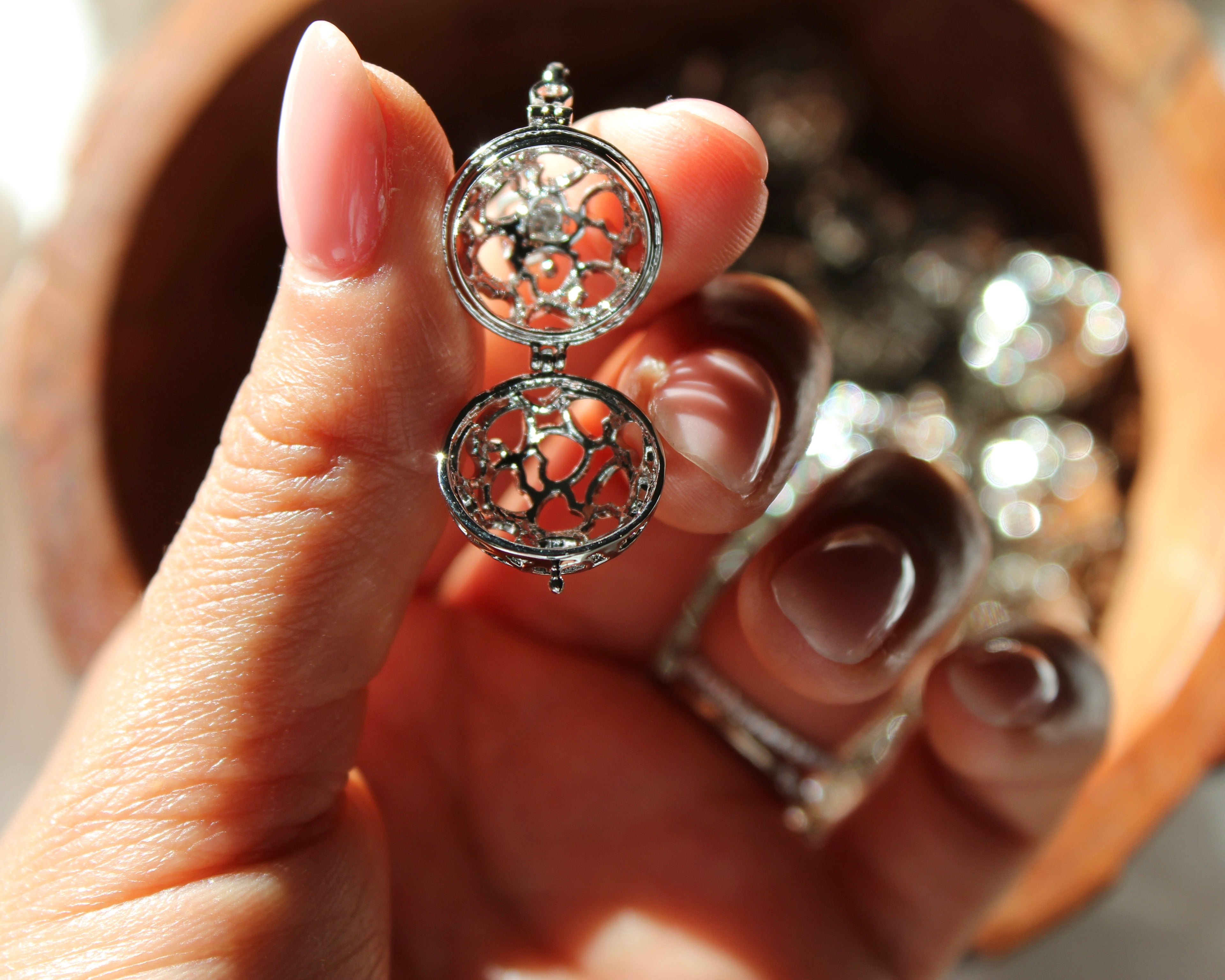 Crystal Cage Heart Silver