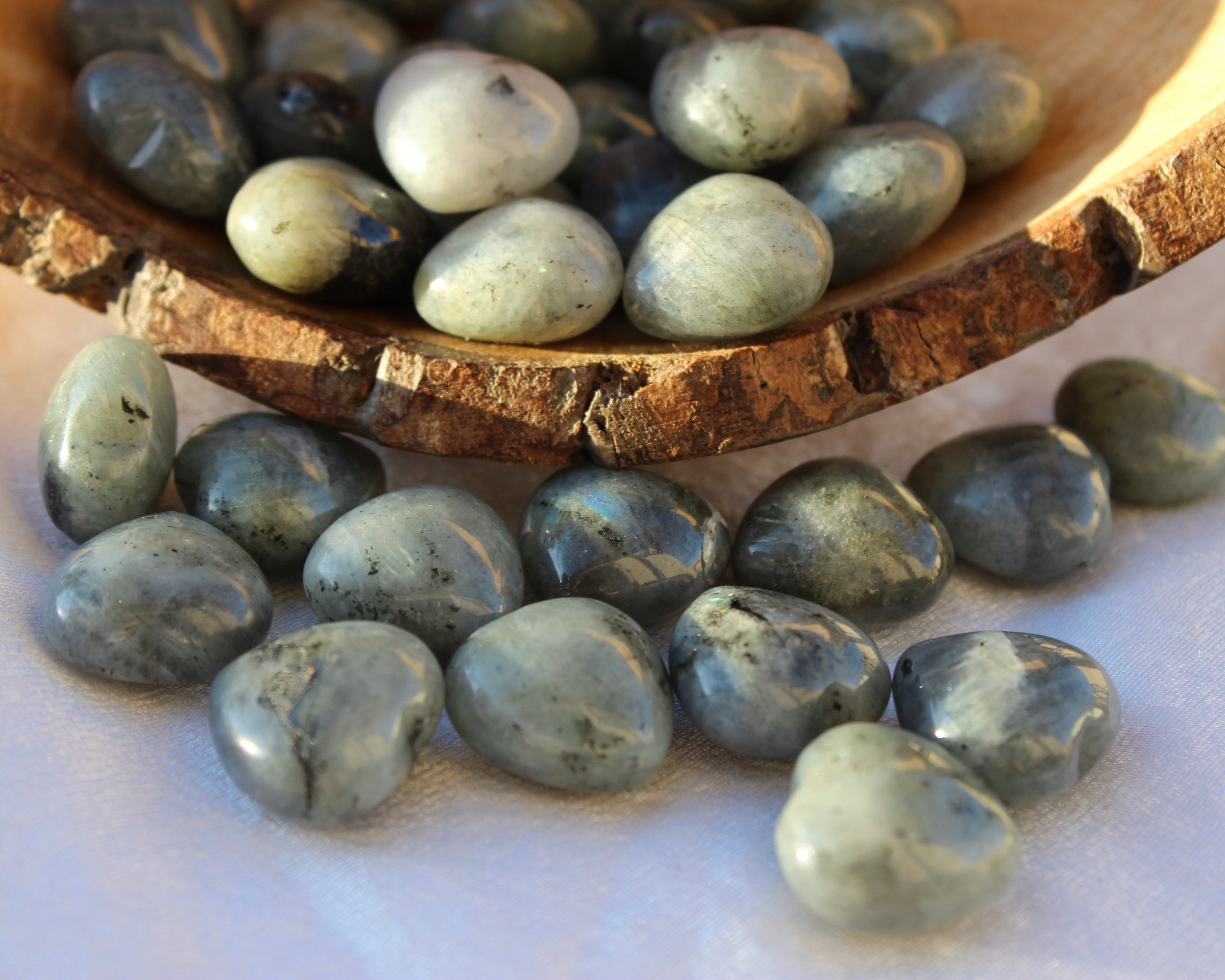 crystal hearts, labradorite hearts, tumbled hearts