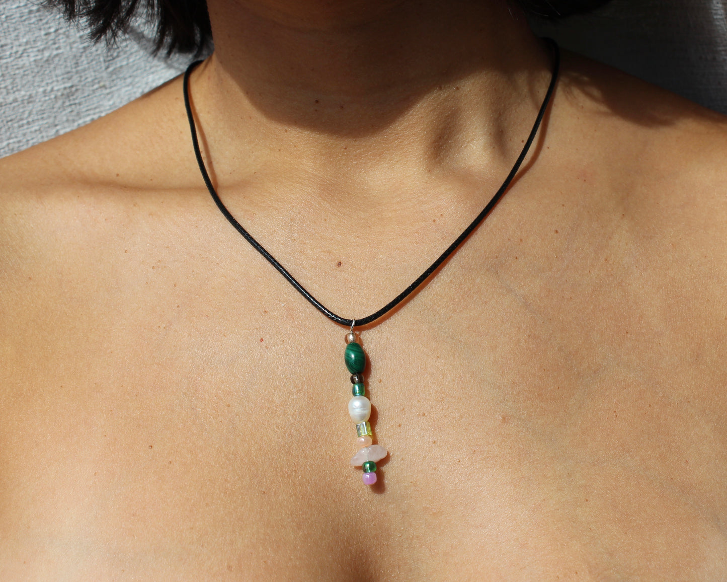 Malachite Rose Quartz Necklace