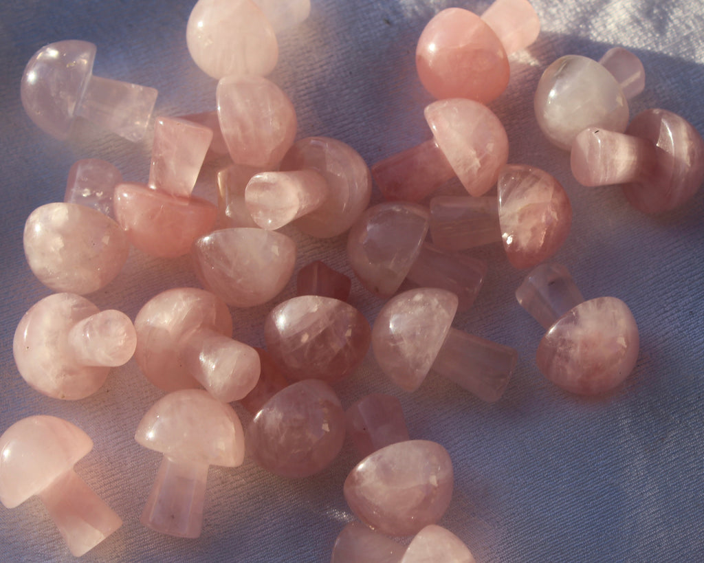 Rose Quartz Mushrooms, Pink Mushroom Crystals, Crystal Mushrooms