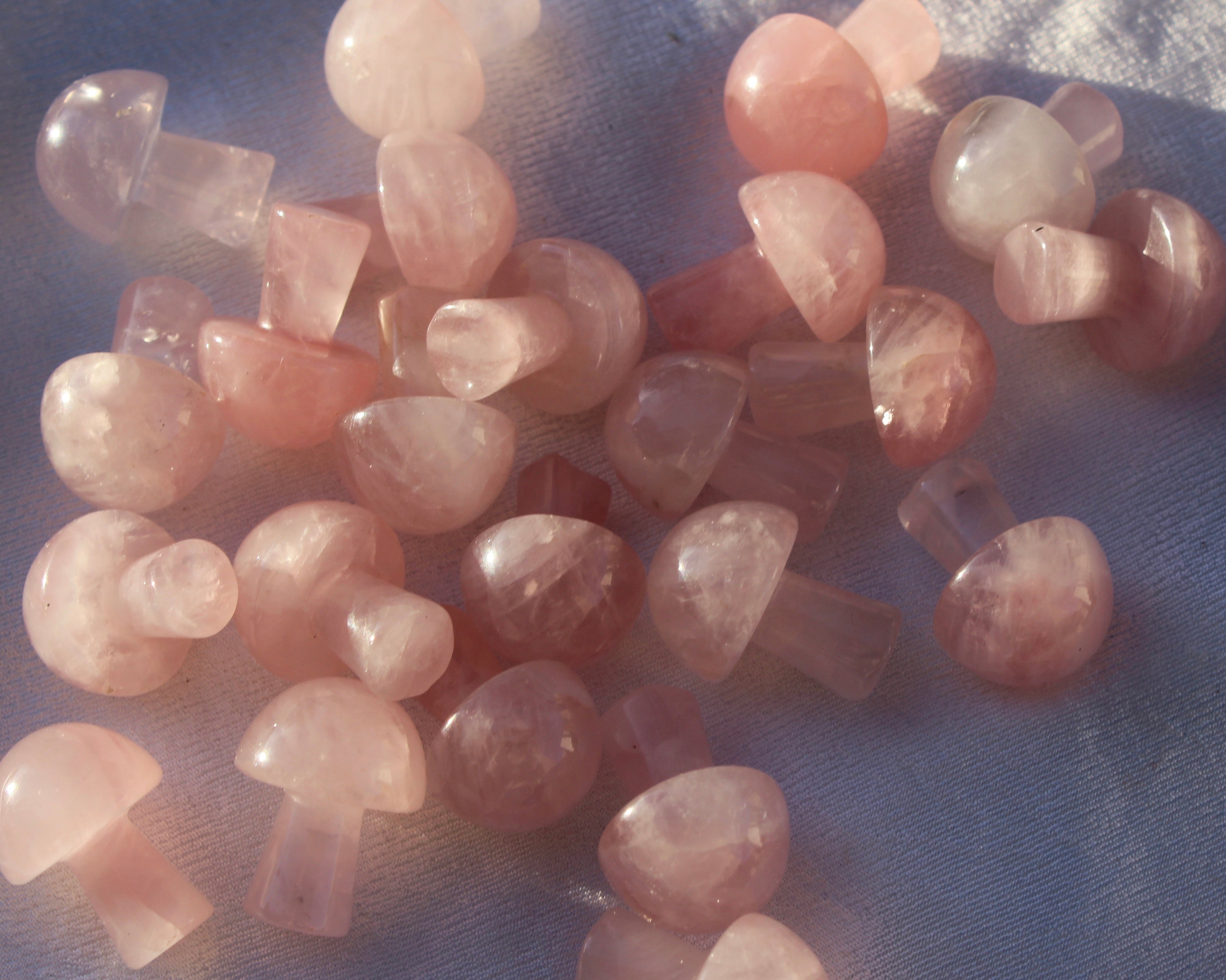 Rose Quartz Mushrooms, Pink Mushroom Crystals, Crystal Mushrooms