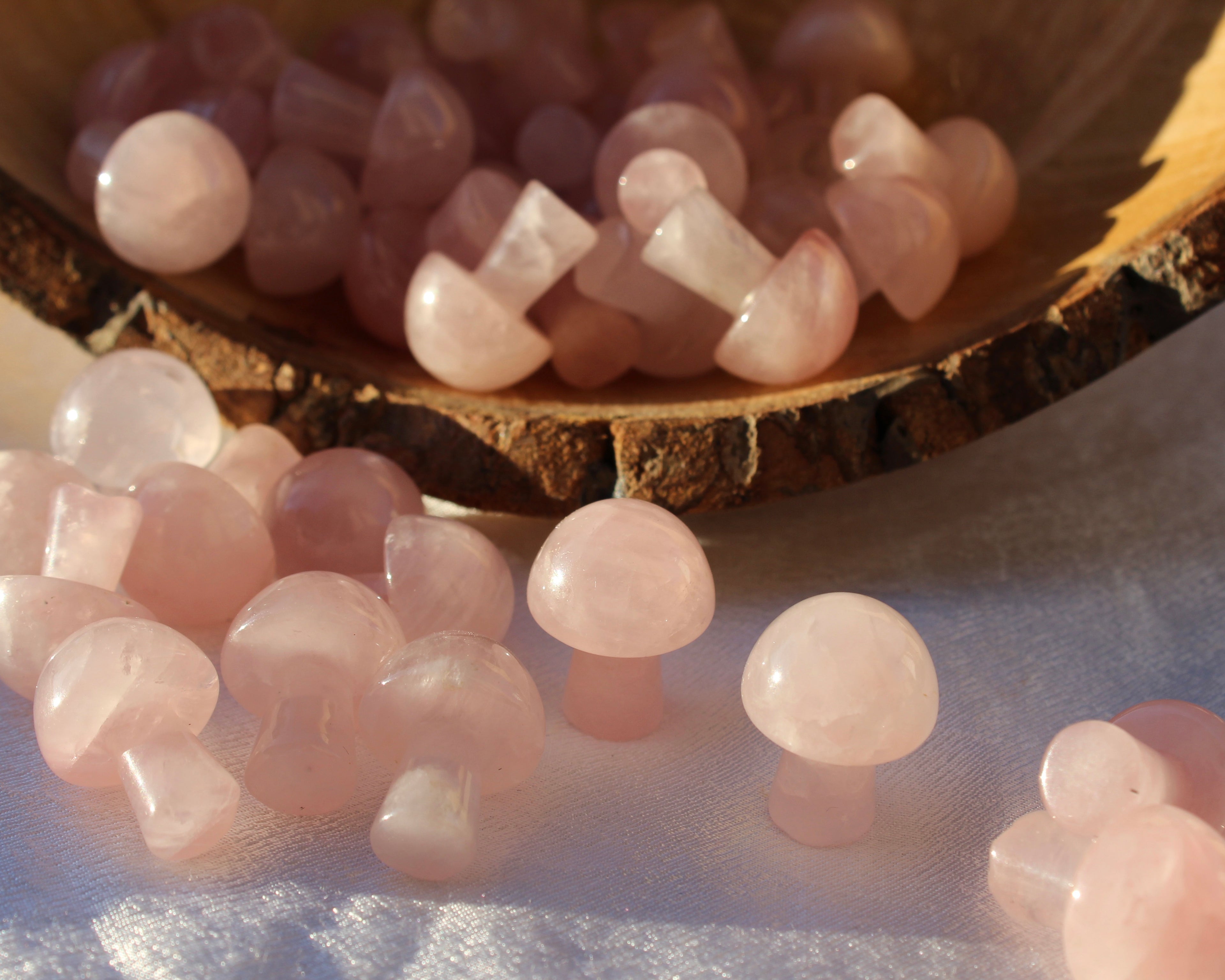 Rose Quartz Mushrooms, Pink Mushroom Crystals, Crystal Mushrooms