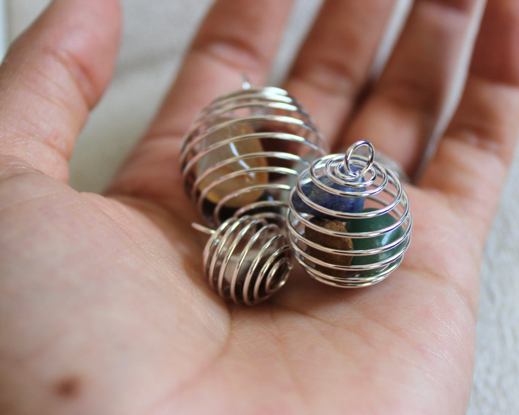 Crystal Cage - Silver Stone Cage with Crystals