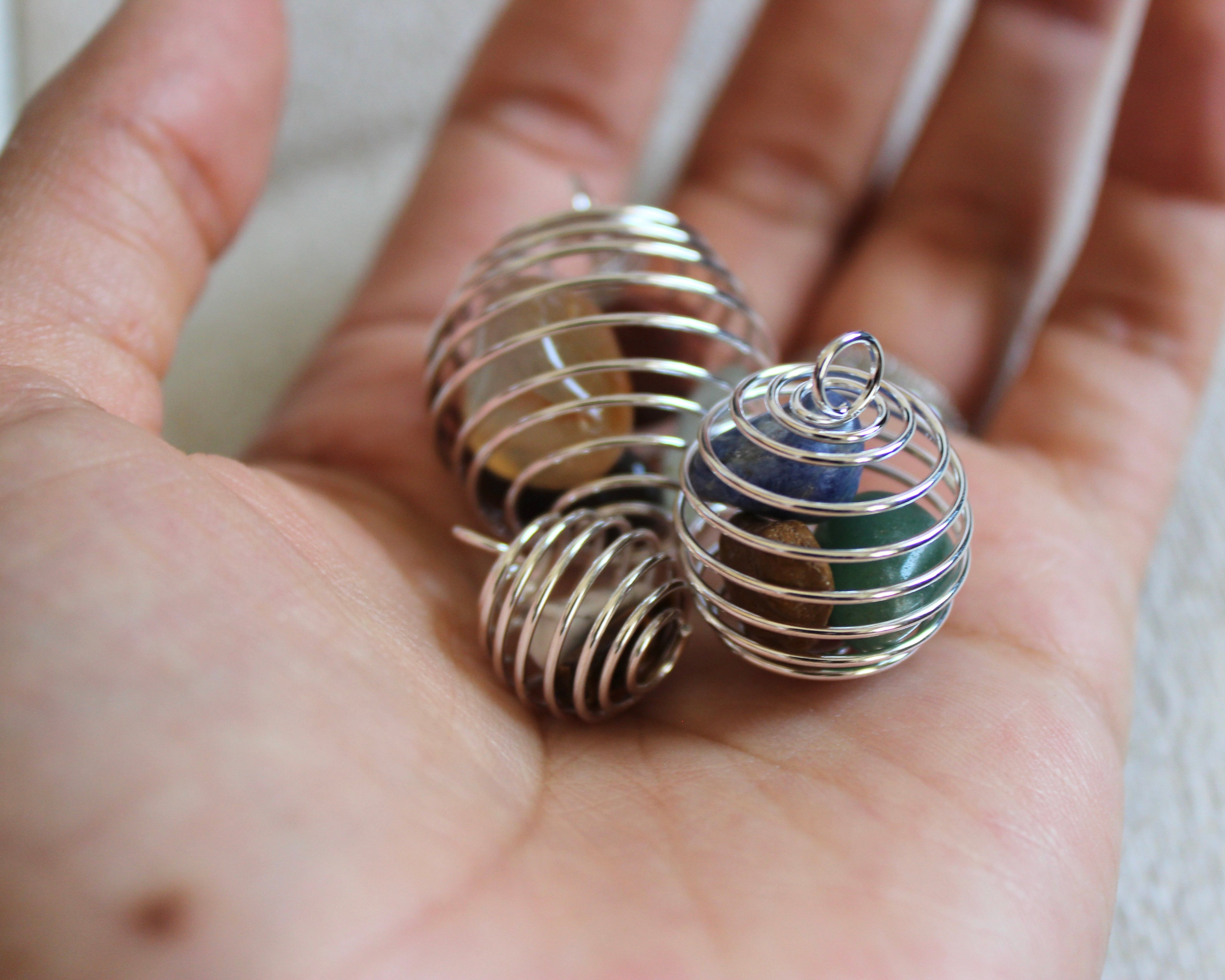 Crystal Cage - Silver Stone Cage with Crystals