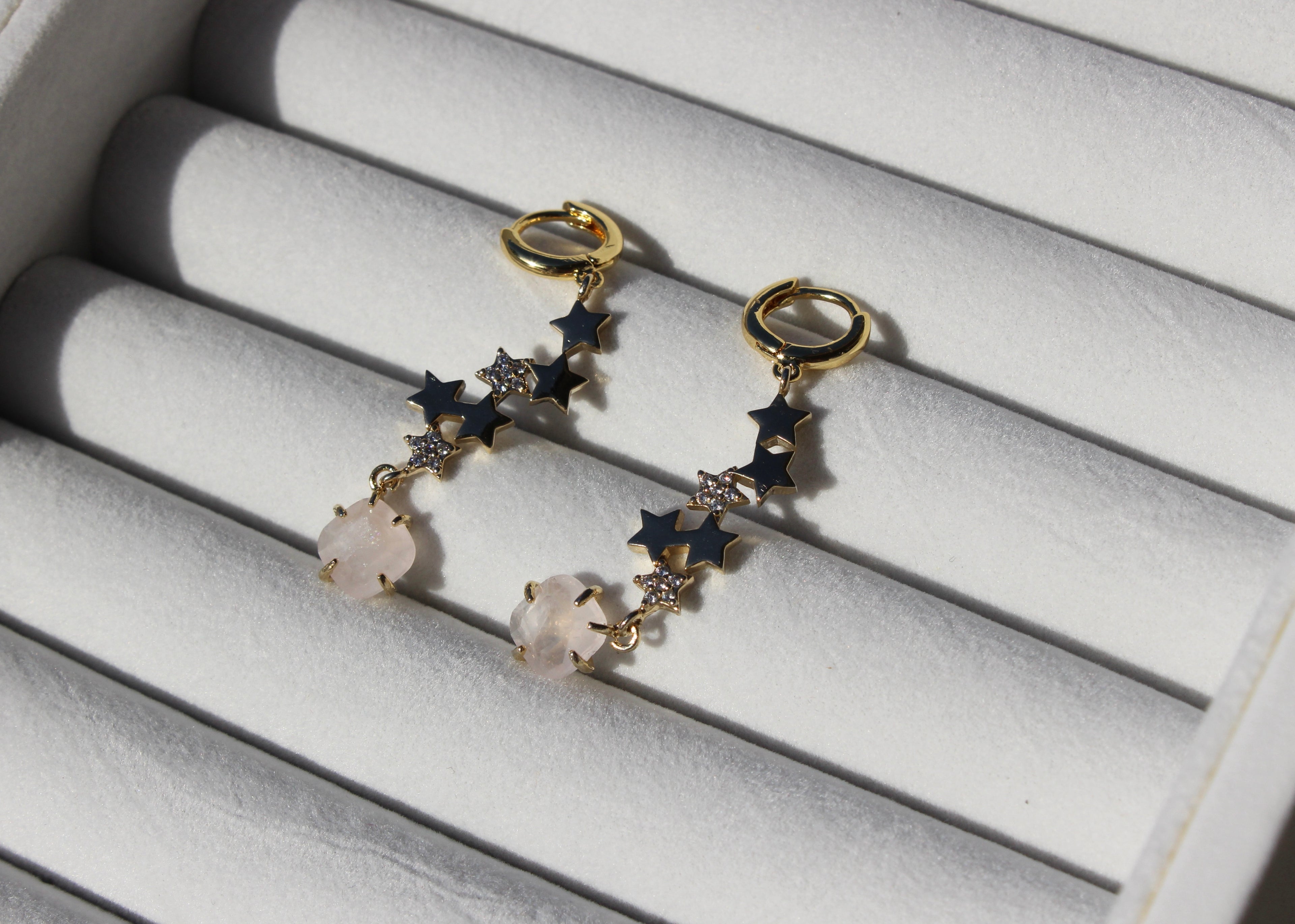 Stars and Rose Quartz Earrings