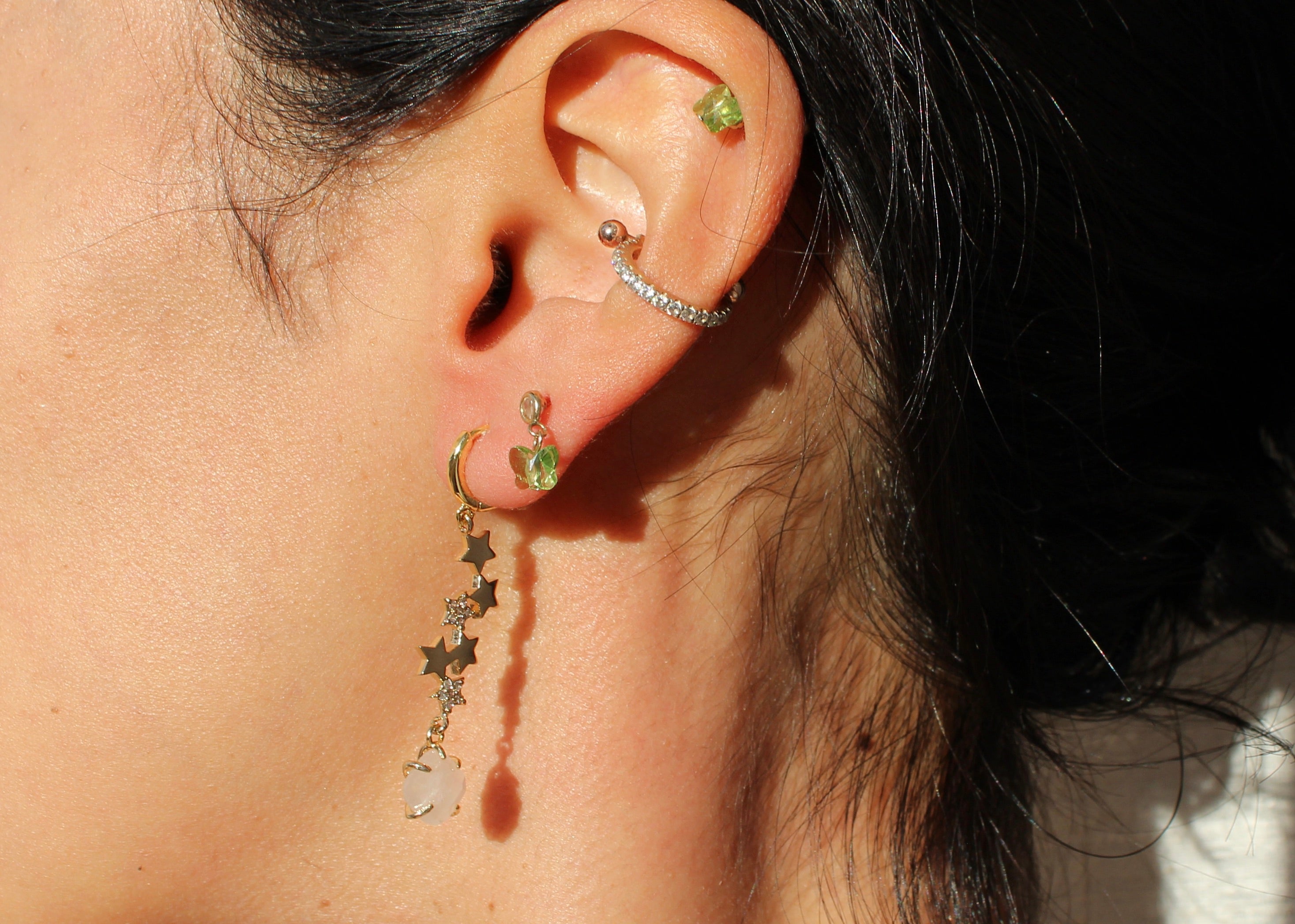 Stars and Rose Quartz Earrings