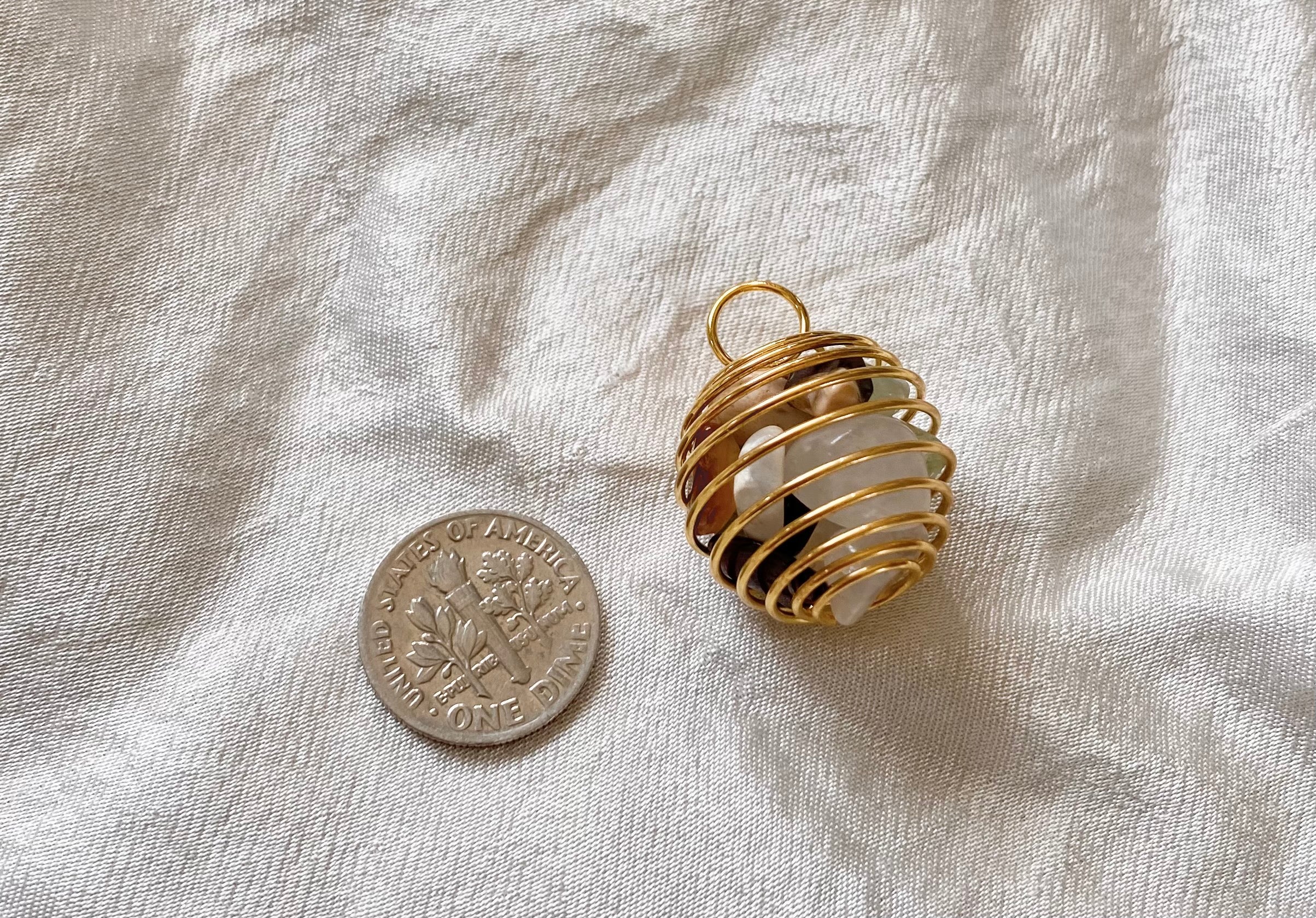 Crystal Cage - Gold Stone Cage with Crystals